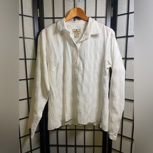 Vintage Woolrich Womens Shirt Blouse White Ruffle Button Down Long Sleeve Sz L